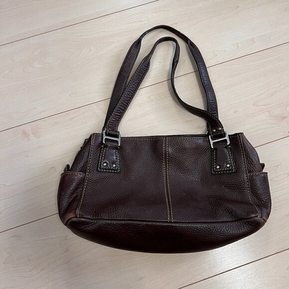 Fossil Genuine Leather Satchel Bag Purse Brown - Picture 1 of 15